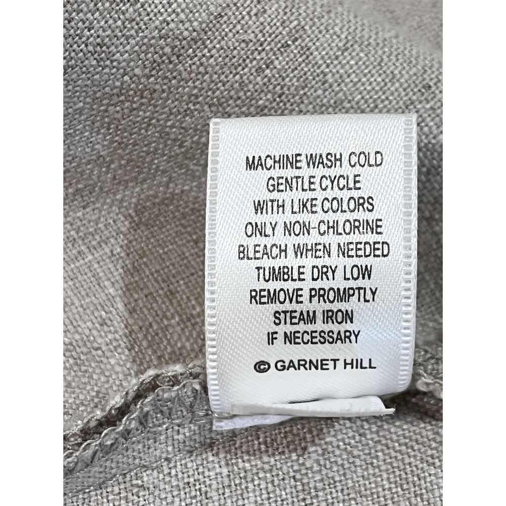 Garnet Hill Dress Womens 10 Beige Linen Embroidered V Neck Shift Pockets Casual - Picture 9 of 9